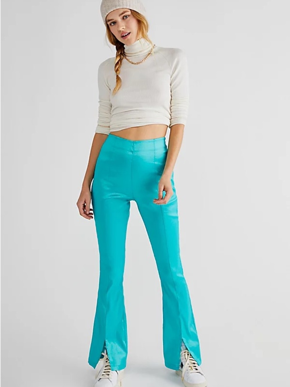 Hosbjerg x Free People Elora Split Hem Pants In Turquoise Womens Size‎ XS